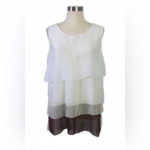 Layered White and Brown Sleeveless Top